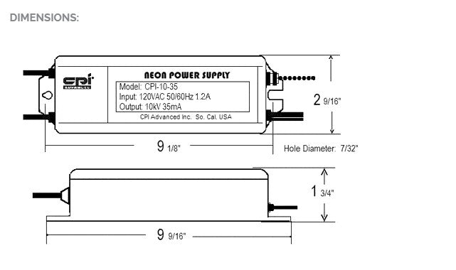 CPI-10-35 120V Indoor Self Adjusting Neon Transformer